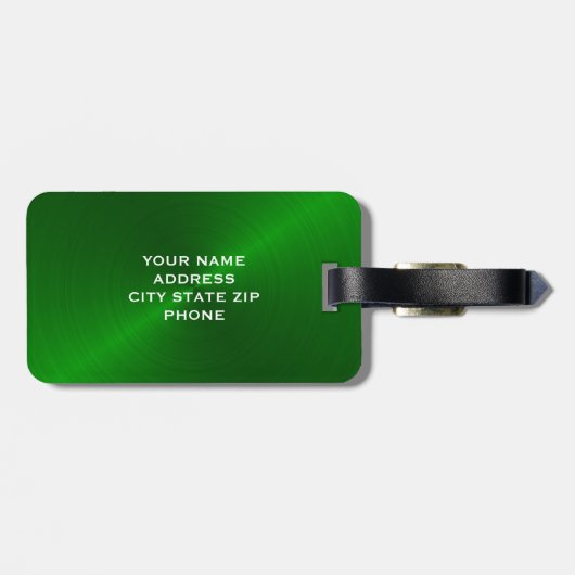 Groen geborsteld Metallic Monogram Initiaal Bagagelabel (Achterkant horizontaal)