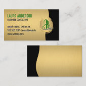 Groen gebouw pictogram / Gouden monogram Visitekaartje (Voorkant / Achterkant)