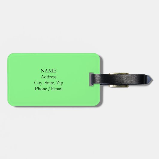 Groen gebreid Bagagelabel + Naam, Monogram (Achterkant horizontaal)