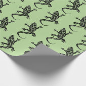Groen gecko-patroonpapier cadeaupapier (Hoek)