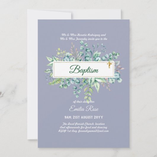 Groen Gedoop Dopen Doop Christening Invi Kaart (Voorkant)
