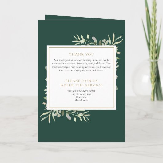 Groen Gedrapeerd Herdenkingsdienst Order Of Servic Programma (Achterkant)