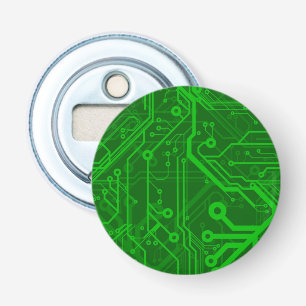 Groen gedrukte circuitbordpatroon button flesopener