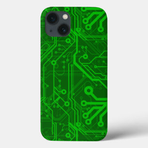 Groen gedrukte circuitbordpatroon iPhone 13 hoesje
