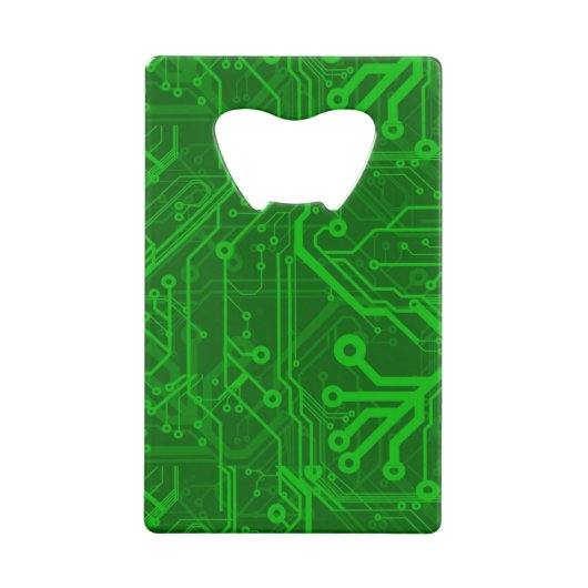 Groen gedrukte circuitbordpatroon creditkaart flessenopener (Achterkant)