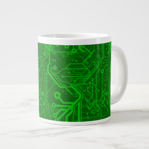 Groen gedrukte circuitbordpatroon grote koffiekop