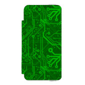 Groen gedrukte circuitbordpatroon incipio iPhone portemonnee hoesje (Voorkant Agenda)
