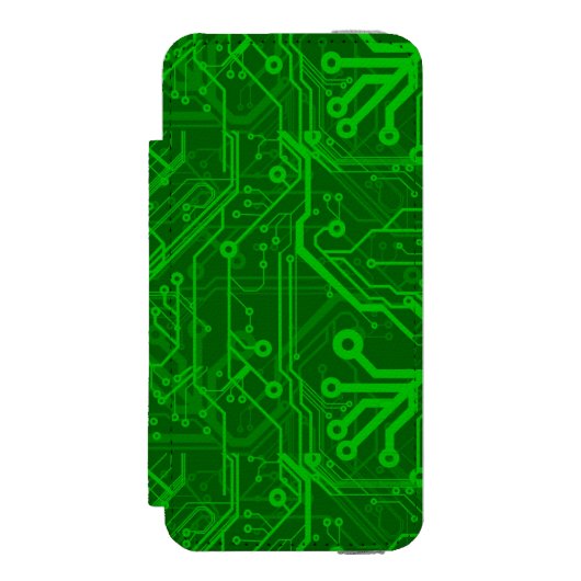 Groen gedrukte circuitbordpatroon incipio iPhone portemonnee hoesje (Voorkant Agenda)