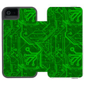 Groen gedrukte circuitbordpatroon incipio iPhone portemonnee hoesje (Agenda Open)