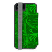 Groen gedrukte circuitbordpatroon incipio iPhone portemonnee hoesje (Agenda Achterkant)