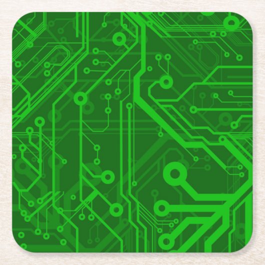 Groen gedrukte circuitbordpatroon kartonnen onderzetters (Voorkant)