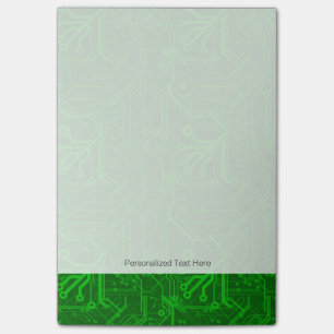 Groen gedrukte circuitbordpatroon post-it® notes