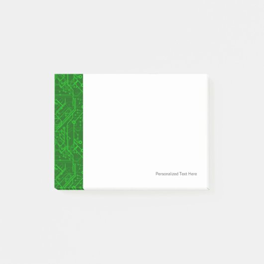 Groen gedrukte circuitbordpatroon post-it® notes (Voorkant)