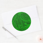 Groen gedrukte circuitbordpatroon ronde sticker (Envelop)