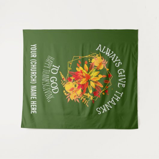 Groen GEEFT ALTIJD BEDANKT VOOR GOD-Thanksgiving Wandkleed (Voorkant (horizontaal))