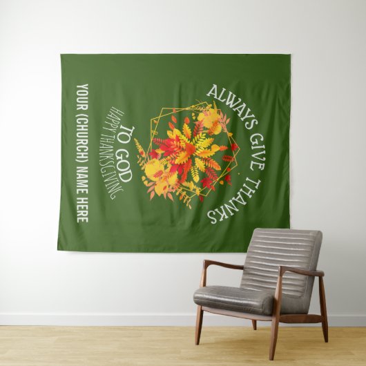 Groen GEEFT ALTIJD BEDANKT VOOR GOD-Thanksgiving Wandkleed (In Situ (horizontaal))