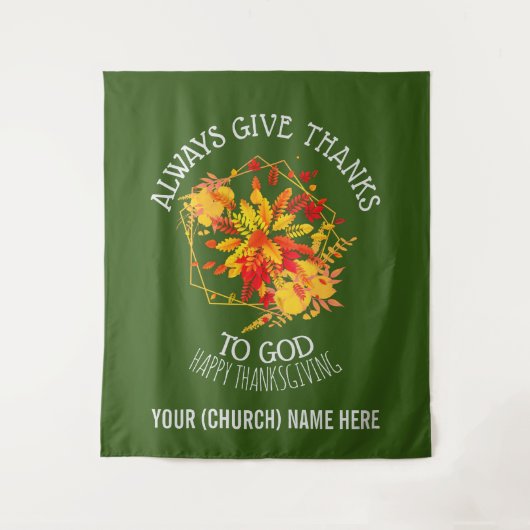 Groen GEEFT ALTIJD BEDANKT VOOR GOD-Thanksgiving Wandkleed (Voorkant)