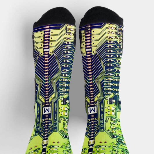 Groen geek monogram robotisch gedrukte schakelkaar sokken (Top)