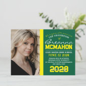 Groen & Geel Afstuderen 2 Fotoaankondiging Kaart (Staand voorkant)