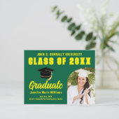 Groen Geel Afstuderen Custom 2025 Graduation Party Briefkaart (Staand voorkant)