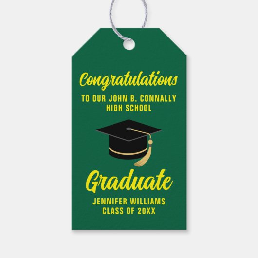 Groen Geel Afstuderen Custom 2025 Graduation Party Cadeaulabel (Voorkant)