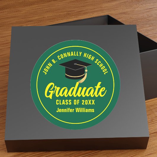 Groen Geel Afstuderen Custom 2025 Graduation Party Ronde Sticker