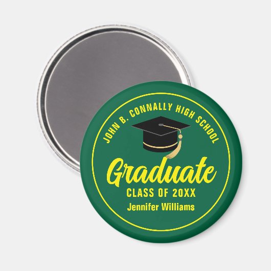 Groen Geel Afstuderen Custom Afstuderen Magneet (Voorkant / Achterkant)