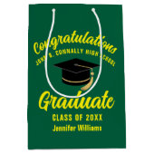 Groen Geel Afstuderen Custom Graduation Party Medium Cadeauzakje (Voorkant)