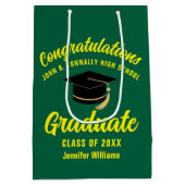 Groen Geel Afstuderen Custom Graduation Party Medium Cadeauzakje (Achterkant)