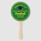 Groen Geel Afstuderen Foto Afstudeerfeest Handwaaier (Voorkant)