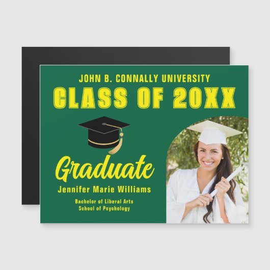 Groen Geel Afstuderen Foto Afstuderen Magneet Kaar (Voorkant / Achterkant)