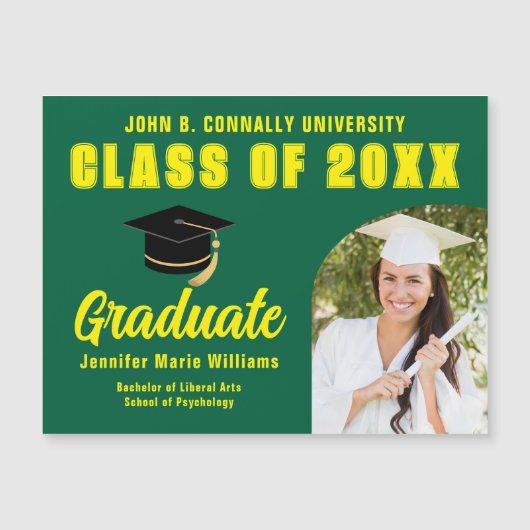 Groen Geel Afstuderen Foto Afstuderen Magneet Kaar (Voorkant)