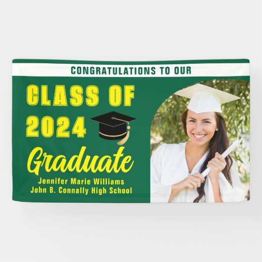 Groen Geel Afstuderen Fotofeest Spandoek (Horizontaal)