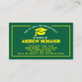 Groen & Geel Afstuderen Mini Afstuderen Uitnodigin Visitekaartje (Voorkant)