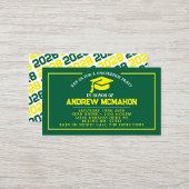 Groen & Geel Afstuderen Mini Afstuderen Uitnodigin Visitekaartje