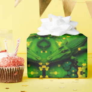 Groen Geel Alligator Krokodil Draak Artistiek Cadeaupapier
