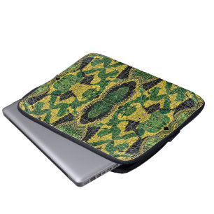 Groen Geel Alligator Krokodil Draak Leer Laptop Sleeve