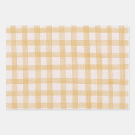 Groen Geel Aquarel Gingham Inpakpapier Vel