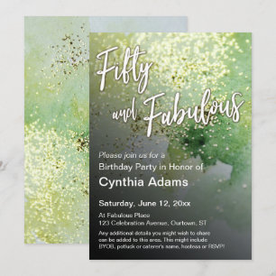 Groen Geel Aquarel Glitter Vijftig en Fantastisch Kaart