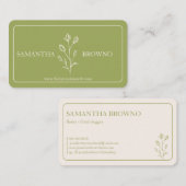 Groen Geel Beige Ingelijste Bloem Visitekaartje (Voorkant / Achterkant)