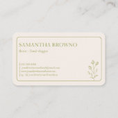 Groen Geel Beige Ingelijste Bloem Visitekaartje (Achterkant)