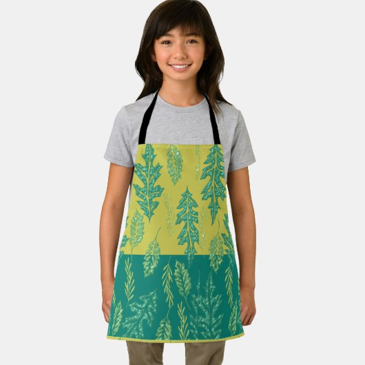 Groen & geel Bladontwerp Schort (Insitu)