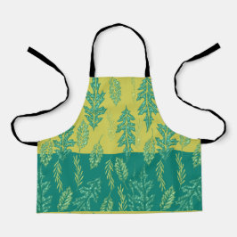 Groen & geel Bladontwerp Schort