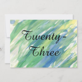 Groen Geel Blauw Aquarel - Tafel Nummers Kaart