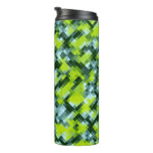 Groen geel blauw Blauwgroen mozaïekpatroon Thermosbeker (Geroteerd rechts)