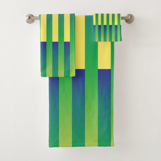 Groen Geel Blauw Gestreept Patroon Bad Handdoek (Insitu)