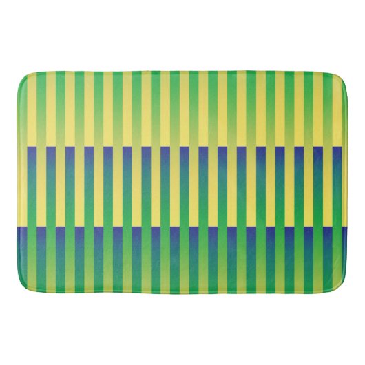 Groen Geel Blauw Gestreept Patroon Badmat (Voorkant)