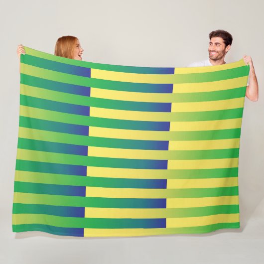 Groen Geel Blauw Gestreept Patroon Fleece Deken (In situ)