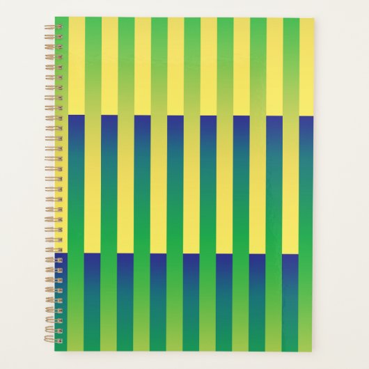 Groen Geel Blauw Gestreept Patroon Planner (Voorkant)