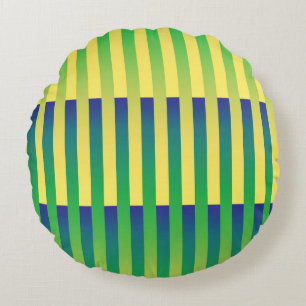 Groen Geel Blauw Gestreept Patroon Rond Kussen